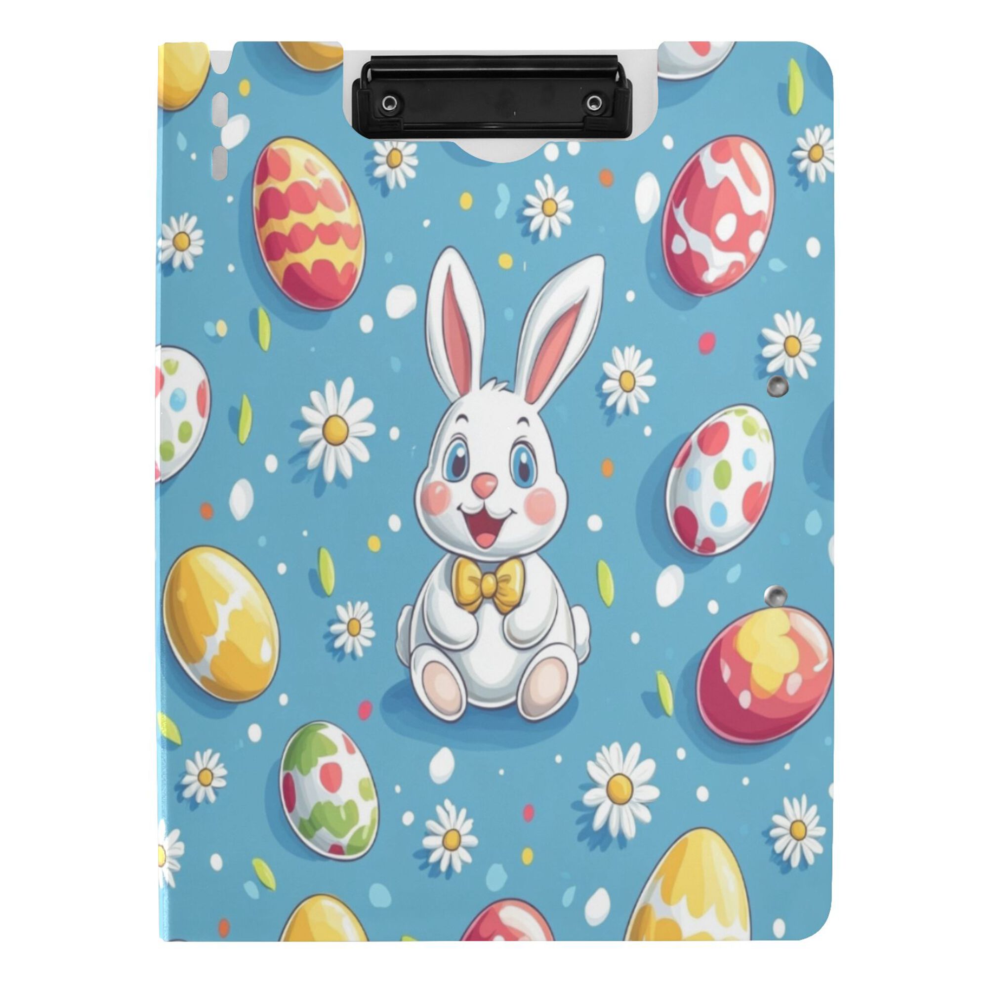 FORMRS A4 Clipboard Folder with Pen Holder Horizontal Foldable School Office Binder, Easter Bunny Pattern