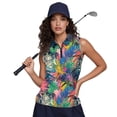 thumbnail image 3 of Aplkyhs Colorful Palm Leaf Women's Golf Sleeveless Shirt Moisture Wicking Golf Tennis Shirts with Collar Tank Top Moisture Wicking Machine Washable Suitable for Golf Enthusiasts, 3 of 7