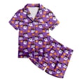 thumbnail image 5 of UAYOTSE Kids Home‑Wear Satin Pajama Outfit, Girls Button‑Up Collar Short‑Sleeve Top with Coordinating Shorts, Comfort‑Oriented Nightwear Set Size 2-3 Years, 5 of 5