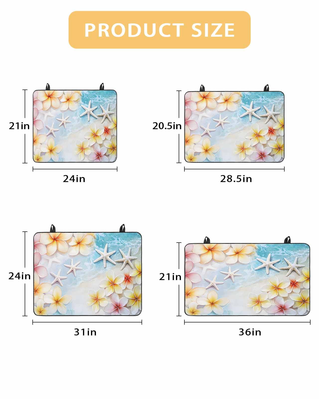 nqOlkjepod Large Induction Cooktop Protector Mat 24"x21", Summer Coastal Stove Top Covers for Electric Stove, Ocean Beach Starfish Botanical Flowers Stove Burner Cover Mats, Glass Top Stove Cover
