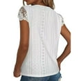 thumbnail image 4 of EHQJNJ Short Sleeve Tops for Women Womens Summer Tops Lace Patchwork V Neck Button T Shirts Short Sleeve Tops Loose Casual T Shirts Summer Outfits for Women Vacation Plus Size, 4 of 8