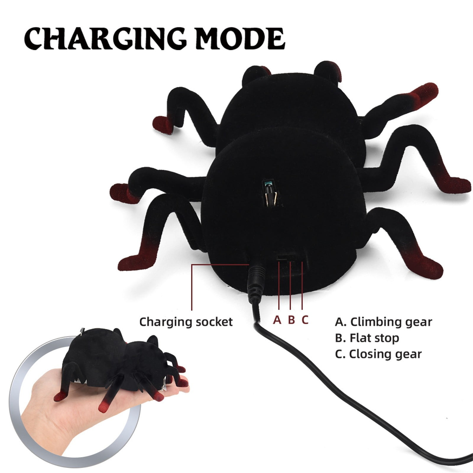Remote Control Tarantula Toy - Rechargeable Wall Climbing Spider with Glowing Eyes, Realistic RC Prank Toy for Kids & Halloween Scares