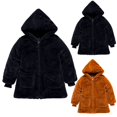thumbnail image 4 of CPNG Girls Long Sleeve Plush Teddy Faux Fur Sherpa Jacket with Hood and Pockets Fleece Hooded Coat Kids Windproof Fall Winter Warm Soft Fuzzy Plush Outerwear, 4 of 6