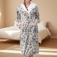 thumbnail image 2 of MEICHEN Plush Robes for Women Women's Fleece Plush Robe Long Warm Plush Bathrobe Loungewear Jacket Printed Comfort Robe Womens Robes, 2 of 5