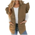 thumbnail image 2 of Women's Stand Collar Single-Breasted Vest Solid Color Down Sleeveless Jacket With Pockets Warm Quilted Sleeveless Outwear for Women, 2 of 6