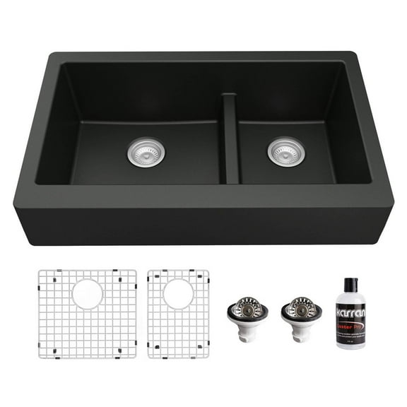 Karran Usa Qar-760-Pk1 Quartz Qar 34" Farmhouse Double Basin Quartz Composite Kitchen Sink