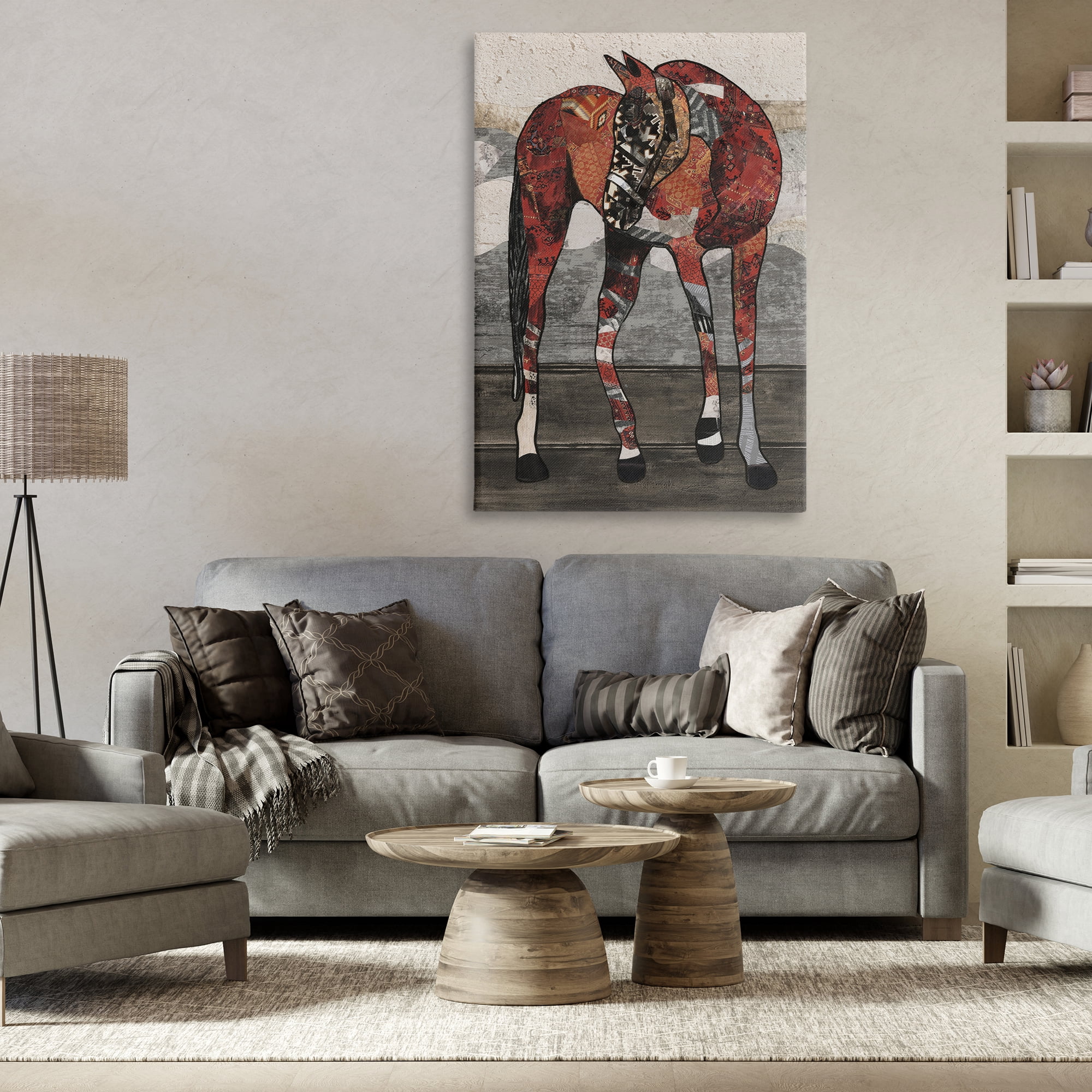 Stupell Industries Horse with Geometric Patterns Animals & Insects Painting Gallery Wrapped Canvas Art Print Wall Art, 30 x 45