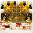 thumbnail image 3 of Black and Gold Glitter Party Photo Backdrop, Birthday Wedding Bridal Prom Graduation Balloons Party Decorations Photography Background Banner Photo Shoot Props New Year Cake Table Party Decor,6X4ft, 3 of 5