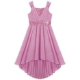 thumbnail image 3 of Eandarui Girls High Low Dress Sequined Junior Bridesmaid Dresses Pageant Ball Gowns Pleated Chiffon Pink 4, 3 of 7
