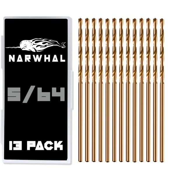 5/64"" Inch Cobalt Drill Bits - 13 Pack of M35 Cobalt Drill Bits with Storage Case - Perfect Drill Bits for Metal Hardened & Stainless Steel Cast Iron and More!