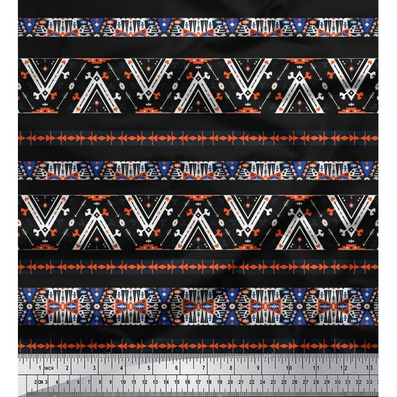 Soimoi Crepe Silk Fabric African Southwestern Print Sewing Fabric Yard 42 Inch Wide
