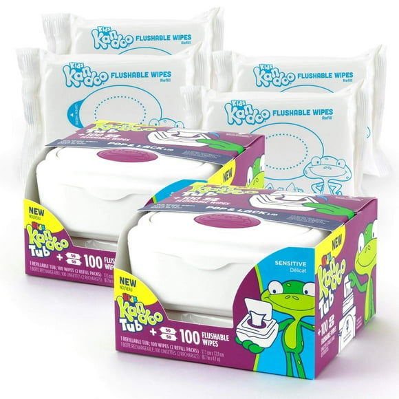 Kandoo Flushable Wipes for Babies and Kids - 100 count Tub (Pack of 2)