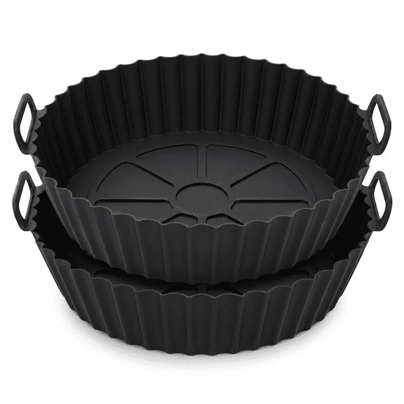 ABPETE Silicone Liners - Round 2 Pack, 8.6 Inch Air Fryer Liners, 4-7 QT Reusable Liners for Air Fryer, Oven, Baking Tray & Basket