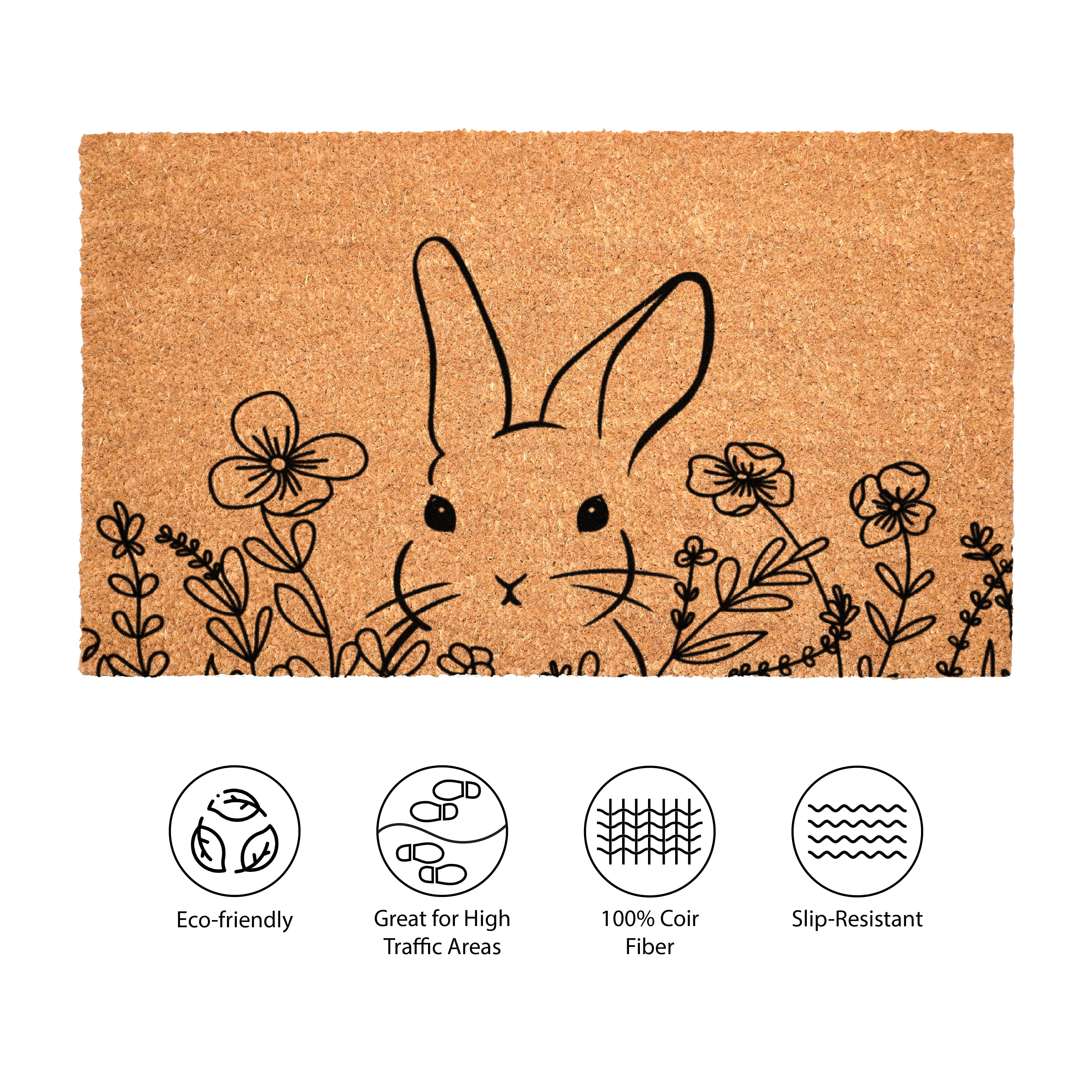 Calloway Mills 114561729 Floral Bunny Doormat, 17"x29"