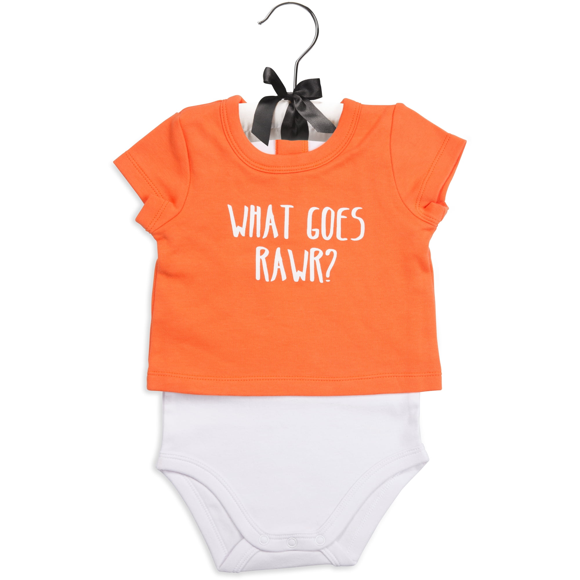 Pavilion Gift Company - Orange Dino - 6-12 Months Shw-onesie