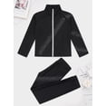 thumbnail image 5 of DPOIS Kids Girls Trakcsuit Rhinestone Jacket with Pants Sports Set Black 12, 5 of 7