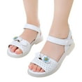 thumbnail image 3 of Akiihool Girl Sandals Little Kid Toddler Girls Sandals Soft Flats Summer Baby Girl Shoes. (White,6-7 Years), 3 of 6