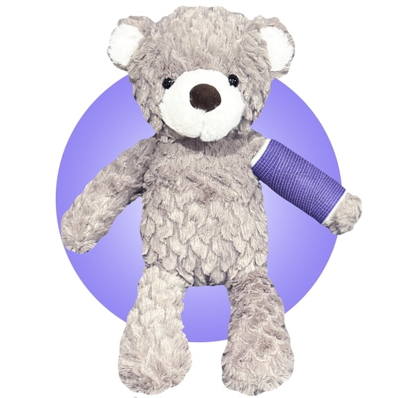 Broken Arm or Leg Gift for Kids - Choose Your Cast Location - 14" Teddy Bear Stuffed Animal With Custom Cast - Get Well Gifts for Kids