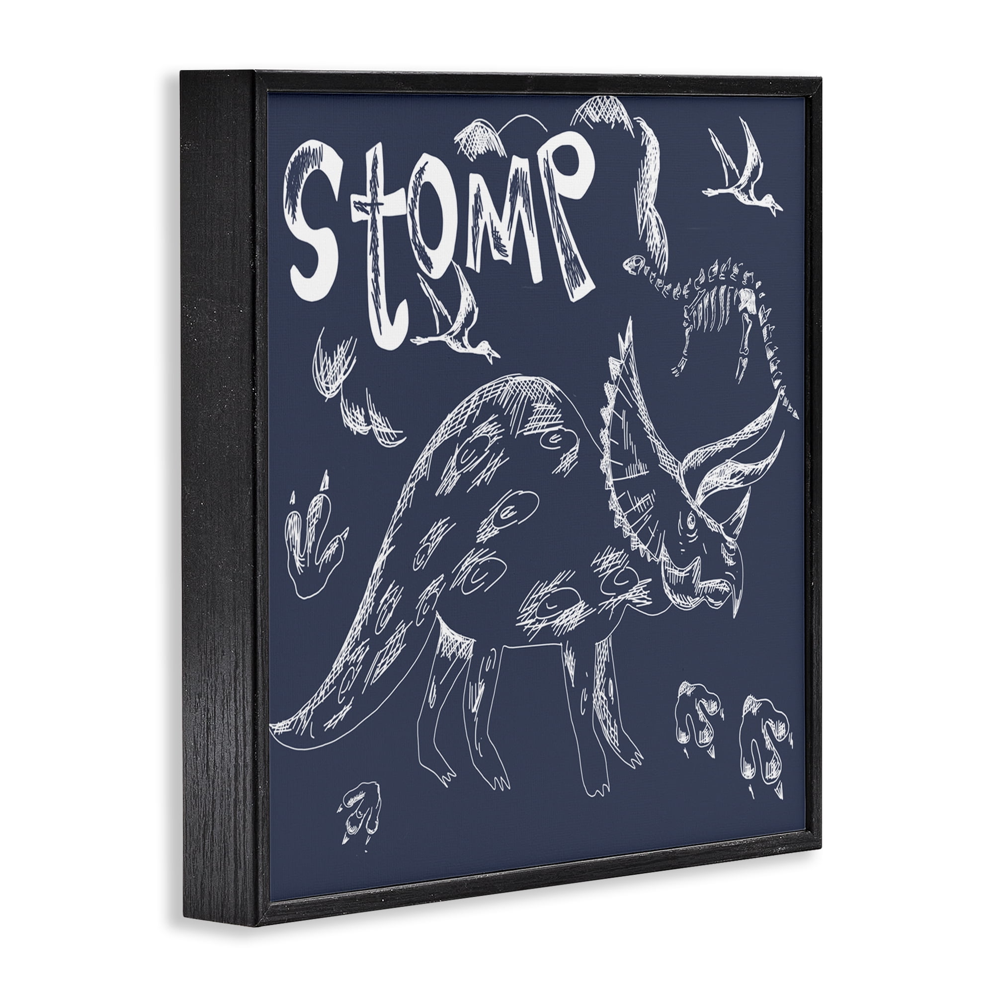 Sketchy Stomp Dinosaur Black Framed Giclee Art, design by HUE and MI and Sangita