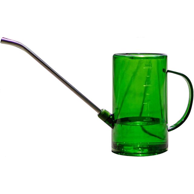 KAIYANG Regadera para plantas de interior con pico largo de acero inoxidable, 1 litro, escala fácil de medir (verde)