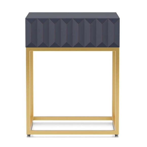 Furniture of America Giffore Metal 1-Drawer Side Table in Antique Blue