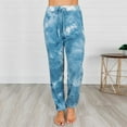 thumbnail image 3 of AWXNJUX Wide Leg Pants Woman Women's Tie-Dye Mid Waist Cotton Pants Loose Straight Pocket Casual Trouser Women's Pants Casual Casual Pants for Women Summer Pants (Light blue,M), 3 of 5