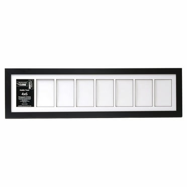 CreativeLetterArt [8x34bk-w] 8 Opening Glass Face Black Picture Frame Holds 4x6 Media with White Collage Mat