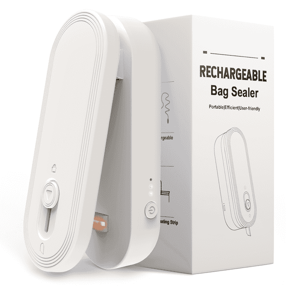 Mini Bag Sealer and Cutter, 1800mAh Rechargeable Chip Bag Sealer Handheld Heat Seal, 3 Heat Modes, Magnetic & Hanging Design, Portable Bag Sealing Machine for Heavy Duty Plastic Snack Cookie Bag