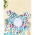 thumbnail image 5 of KIMI BEAR 3T Toddler Girls One-piece Swimsuit 4T Ruffle Sleeveless Bathing Suit Backless Floral Swimwear Rash Guard Bikini Tankini Blue 3-4 Years, 5 of 8