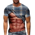 thumbnail image 2 of Jinhomg Mens Funny Party Tops Novelty Funny 3D Muscle Plaid Print T-Shirts Big and Tall Comfy Short Sleeve Crew Neck Tees 2025 Fashion Tops Lightning Deals White XXXL, 2 of 5