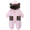 thumbnail image 2 of CAICJ98 Outerwear Romper Coat Warm Infant Baby Jacket Snowsuit Boys Girls Hooded Jumpsuit Toddler Boy Girl Winter Jackets (Pink,18-26 Months), 2 of 7
