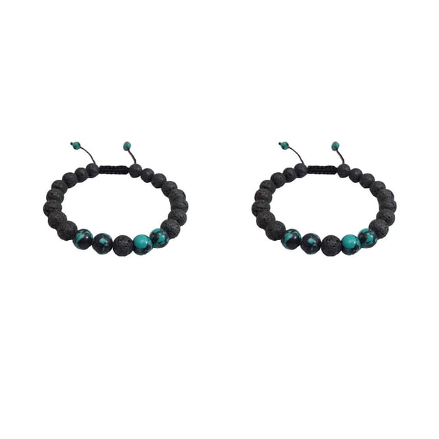 Sonducket Pulseras a juego de moda ajustable negro Rock exquisitas cuentas de oración accesorios de mujer para Yoga África turquesa Type1 NO1