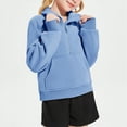 thumbnail image 2 of TOWED22 Girls Half Zip Sweatshirt Quarter Zip Pullover Sweatshirts Fall Tops with Pockets Thumb Hole(Light Blue,6-7 Years), 2 of 7