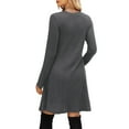 thumbnail image 4 of CIENVNSTG Women's Dresses Round-Neck Long Sleeve Classy Dress Gray L, 4 of 5