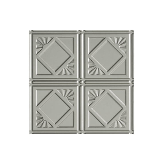 Fasade Easy Installation Traditional 4 Argent Silver Glue Up Ceiling Tile/ Ceiling Panel (12" X 12" Sample)