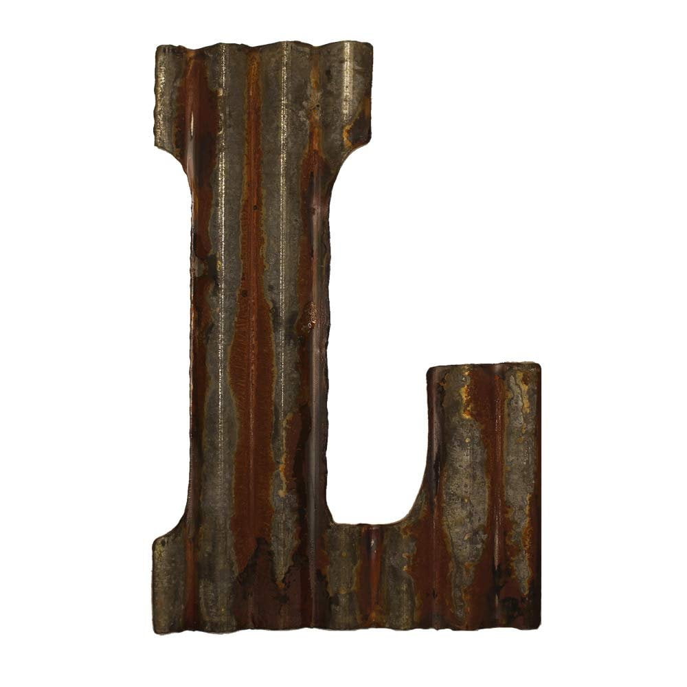 Farmhouse Rustic 12" Wall Decor Corrugated Metal Letter L