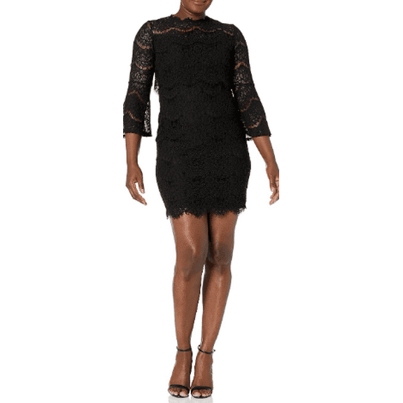 Marina Women's Black Short Lace Cocktail Dress, 8