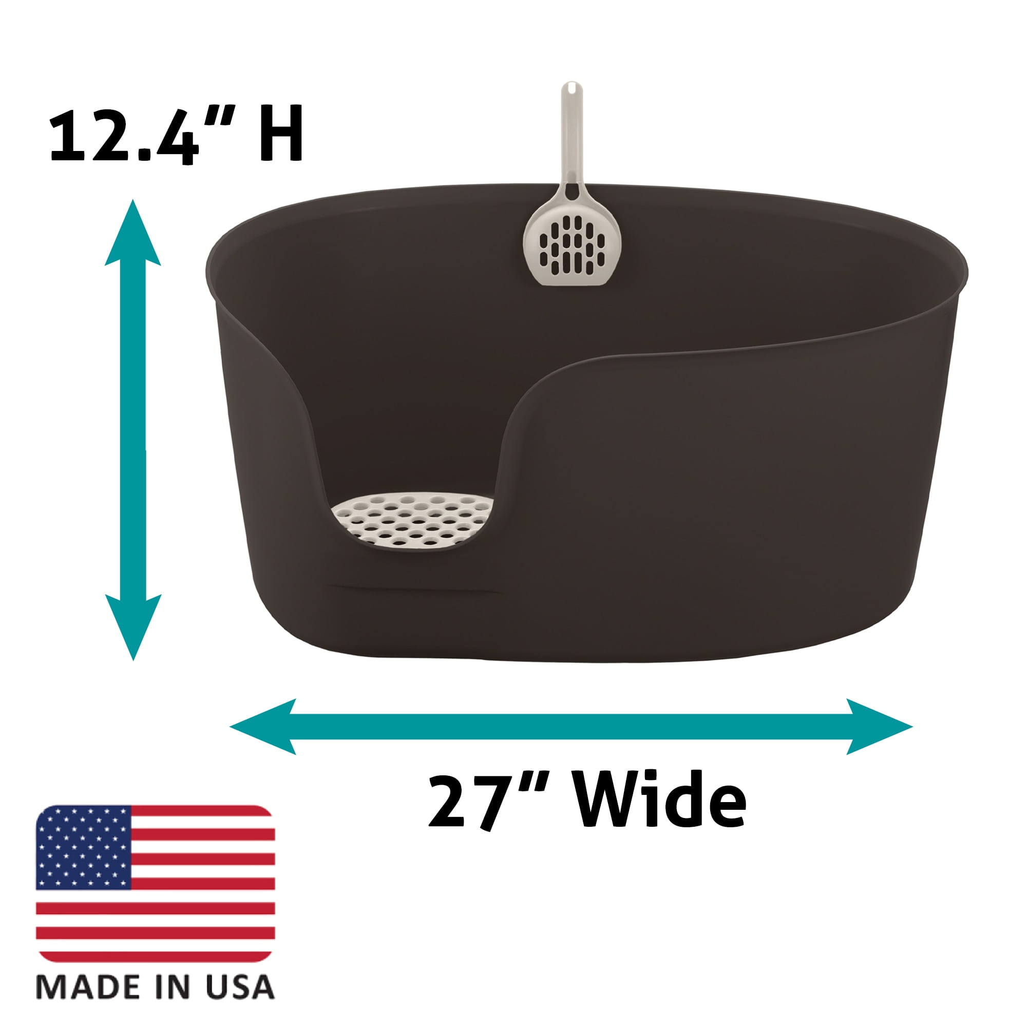 Richell Paw Trax High Wall Cat Litter Box XL with Scoop, Perfect for Multi Cat Households