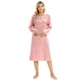 thumbnail image 5 of WBQ Women's Long Sleeve Polka Dot Nightgown Button Up Retro Nightshirt Over Knee Length Nightdress Casual Soft Sleep Dress Loungewear, S-2XL, 5 of 8