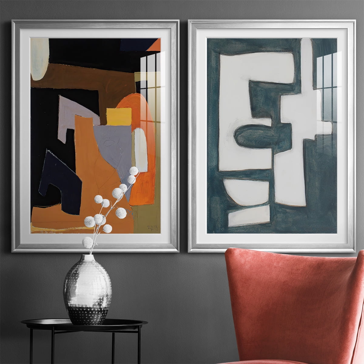Wexford Home The Olive Press Rooom Premium Framed Print, 18.5" x 24.5" - Ready to Hang, Silver (Set of 2)