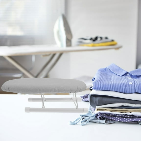 Hemoton Portable Mini Folding Ironing Board With Iron Rest Heat Resistant Iron Stand For Home Dorm Travel Tabletop Ironing Pad Small Ironing Tool