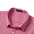 thumbnail image 3 of ibuvkizy Men's Plaid Button Down Shirts Cotton Long Sleeve Dress Shirts Casual Fashion Solid Color Regular Fits Gingham Shirt Tops for Men Red S, 3 of 7