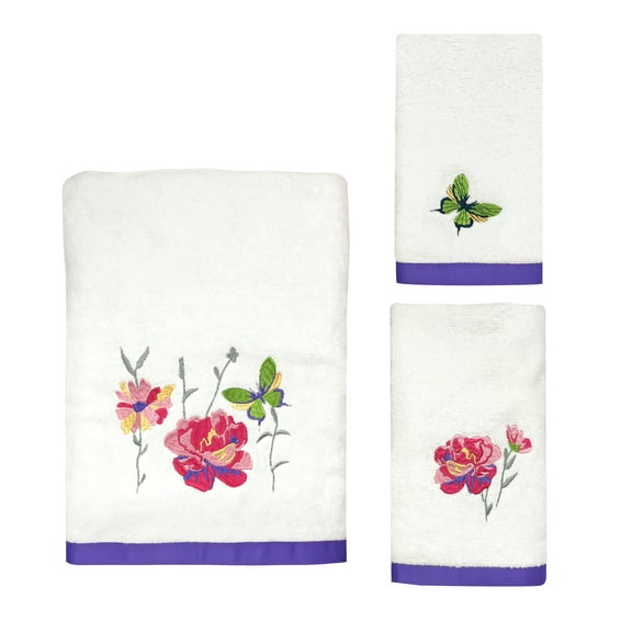 Garden Fall 3-Piece Embroidered Cotton Terry Towel Set by Allure Home Creation, Multi