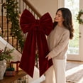 thumbnail image 6 of Large Velvet Christmas Bow, 17.72 x 33.46 inch Extra Long Wreath Bow with Long Streamers, Oversized Holiday Tree Decoration for Front Door and Party, Red, 6 of 9
