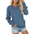 thumbnail image 2 of Women Solid Color Sweatshirts With Pocket V-Neck Long Sleeve Pullovers Navy S, 2 of 5