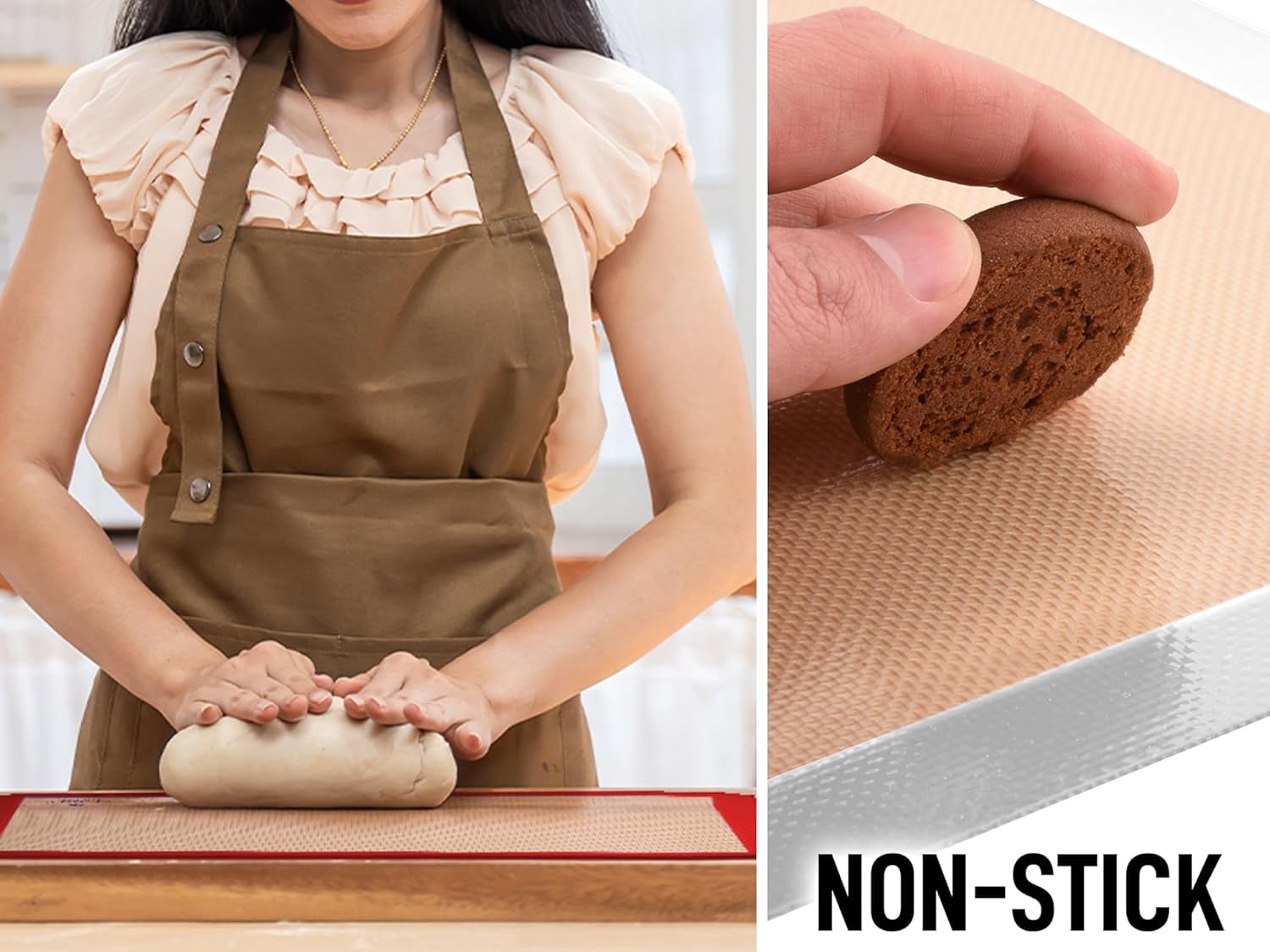 Silicone Baking Mat Set – 2-Pack 16.5″ × 11.6″ Reusable Non-Stick Silicone Baking Sheets, Food-Safe, Heat-Resistant up to 250°F – Perfect for Cookies, Pastries & Oven Use (Dark Gray)