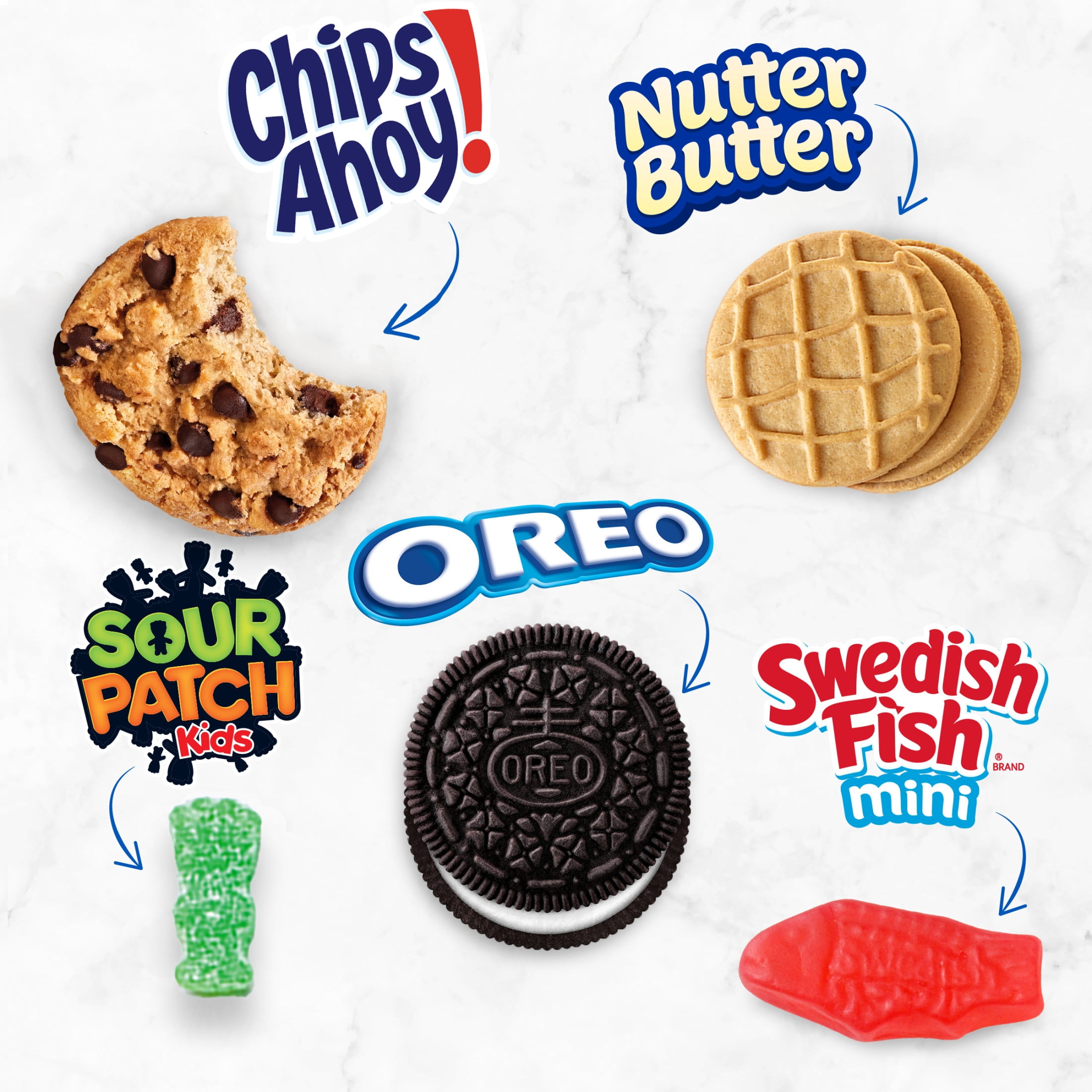 OREO, CHIPS AHOY!, Nutter Butter, SOUR PATCH KIDS & SWEDISH FISH Variety Pack, 40 Snack Packs