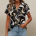 thumbnail image 7 of BOMYJESK Womens Tops Short Sleeve V Neck T Shirts Business Casual Geometric Print Basic Blouses 2026 Spring Fashion Going Out Loose Fit Outfits Black XXL, 7 of 7