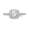thumbnail image 4 of Solid 14K White Gold Diamond Cushion Diamond Side-Stones with CZ Cubic Zirconia Center Stone Halo Engagement Ring Size 8, 4 of 8