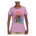 thumbnail image 3 of Dean Russo Cosmic Trash Panda Animal Lover Womens Graphic T-Shirt, Light Pink, 3X-Large, 3 of 6